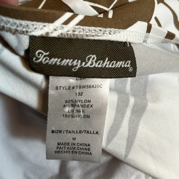 Tommy Bahama Brown White Resortwear Tropical Leaf Spaghetti Strap Dress - Picture 8 of 10